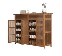 Mueble Zapatero,Bambú Armario Zapatero,Multicapa Antipolvo Organizador De Zapatos, 4 Puertas Y 2 Cajones,130x35x99cm,Dormitorio Corredores Recibidor Zapatero Entrada.