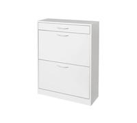 Mueble Zapatero Blanco con Cajón y 2 Puertas, Armario 8 Pares 60x24x80 cm Tiradores de metal. Puertas batientes. Interiores con 2 niveles. Resiste 20 kg. Para pasillos o recibidores estrechos 60 x 24