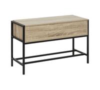 Mueble zapatero cofre aliaj 1 puerta abatible y 3 compartimentos para zapatillas negro y roble claro 77 cm