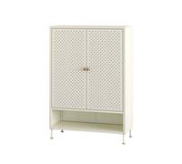 Mueble zapatero coleraine con 2 puertas y estante metal 115x80x35cm - blanco crema [en.casa]