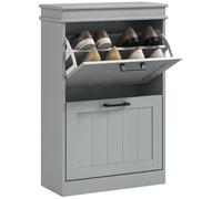 Mueble zapatero HOMCOM para 10 pares de zapatos, zapatero moderno y estrecho con 2 estantes ajustables, cajones plegables Gris