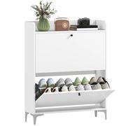 Mueble zapatero HOMCOM para 16 pares, zapatero moderno y estrecho con 2 cajones extraíbles, estantes ajustables y placa. BLANCO