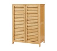 [en.casa] Mueble Zapatero Armario de 5 Niveles Estantería con 5 Estantes y Puertas de Rejilla para 10 Pares de Calzados Buena Ventilación de Bambú 88 x 66 x 33 cm - Natural