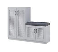 Mueble zapatero løten + banco 9 compartimentos para 18 pares 97x120x36 cm - gris [en.casa]