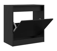 Mueble zapatero negro de 60 x 34 x 63,5 cm de plástico a base de madera | Cajón inclinable de dos niveles, mesa de decoración, resistente a la humedad, estructura estable, para pasillo y pasillo