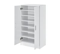 [en.casa] Zapatero Notribontaa Armario con 7 Estantes y 2 Puertas Batientes Mueble Zapatero Organizador para 14 Pares de Zapatos Multiusos Aglomerado 108 x 55 x 35 cm - Blanco