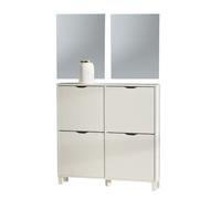Mueble zapatero recibidor mary con 2 espejos suspendido 97 cm
