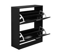[en.casa] Armario Zapatero Sykkylven Organizador de Zapatos con 2 Puertas para 12 Pares Mueble Zapatero Estrecho para Entrada Recibidor 81 x 63 x 24 cm - Negro