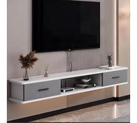 Mueblei Tv Flotante Salon Tablero Artificial Muebles de TV Gran Capacidad de Almacenamiento Mesa de Almacenamiento Grande Esquinas Redondeadas Mueblei Bajo Tvs para Salón Dormitorio(White,140x22x20cm)