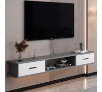 Mueblei TV Flotante Salon Tablero Artificial Muebles de TV Gran Capacidad de Almacenamiento Mesa de Almacenamiento Grande Esquinas Redondeadas Mueblei Bajo Tvs para Salón Dormitorio(Gray,140x22x20cm)
