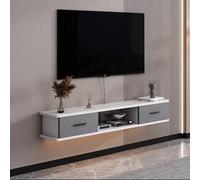 Mueblei Tv Flotante Salon Tablero Artificial Muebles de TV Gran Capacidad de Almacenamiento Mesa de Almacenamiento Grande Esquinas Redondeadas Mueblei Bajo Tvs para Salón Dormitorio(White,100x22x20cm)
