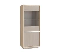 Muebleme Vitrina L. 66 cm decoración Madera de roble y pino con almacenamiento de 2 puertas e iluminación LED integrada - Ambiente moderno y luminoso - Freya