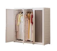 Muebles Almacenaje Armarios Dormitorio Plegable Diseño Completamente Cerrado Madera Y Plástico Duro con Barra for Ropa Y Asas Ocultas Altura: 105/136/170 Cm(105 * 51 * 105cm)