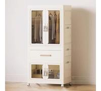 Muebles Almacenaje Roperos De Dormitorio Armario Portátil for Ropa con Ruedas Universales Y Asa Hecho De PP Diseño Plegable Cierre Magnético(54 * 34 * 112cm)