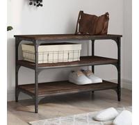 Muebles, bancos, bancos de almacenamiento y entrada, banco de zapatos de roble marrón, 70 x 38,5 x 49 cm, madera de ingeniería