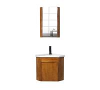Muebles Baño Colgar con Lavabo de Cerámica, Lavabo de Baño Esquinero con Grifo y Desagüe, Ideal para Espacios Pequeños, Diseño Que Ahorra Espacio(Natural)