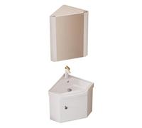 Muebles Baño con Lavabo Suspendido, Grifo y Desagüe, Acero Inoxidable Antióxido, Lavabo Pequeños con Muebles de Esquina para Espacios Pequeños(White)