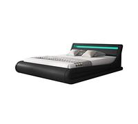 Muebles Bonitos | Cama Canapé Abatible de Matrimonio para Colchón de 180 x 200 cm | Cama Moderna Parisina | con Somier de Láminas | Diseño Italiano con LED Multicolor RGB | Color Negro