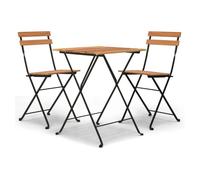 Muebles cafetería plegables 3 piezas madera maciza teca y acero vidaxl