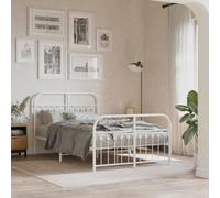 Muebles, camas y accesorios, camas y marcos de cama, marco de cama de metal sin colchón con estribo, color blanco, 120 x 190 cm