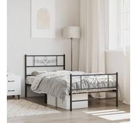 Muebles, camas y accesorios, camas y marcos de cama, marco de cama de metal sin colchón con estribo, color negro, 90 x 200 cm