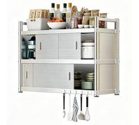 Muebles Colgante Mural de Almacenamiento Cocina Panel de 37 mm de Grosor Armario más Ancho división Interna organizada en Dos Niveles para cocinas Salones baños(31.49 * 13.77 * 35.43in)