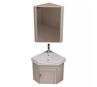 Muebles de Baño de Esquina Pequeño con Lavabo y Espejo Muebles Flotante Moderno con Grifo para Espacios Pequeños, Cuarto de Visitas, Baño Compacto(Beige,43cm(17''))