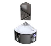 Muebles de Baño Esquinero con Lavabo Cerámico de Grifo Muebles Lavabo Suspendido e Armario con Espejo para Espacios Pequeños, Aseo, Apartamento(Gray,50cm(20''))