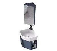 Muebles de Baño Esquinero con Lavabo Cerámico Muebles Lavabo Pequeño con Espejo Armario, Grifo y Desagüe, for Espacios Pequeños