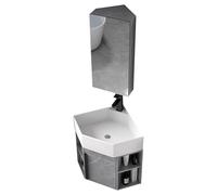 Muebles de Baño Esquinero con Lavabo y Espejo Conjunto, Muebles para Baño con Grifo y Desagüe, for Espacios Pequeños, Gris(45cm(18"))