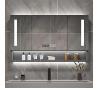 Muebles de baño montados en la pared con iluminación LED, interruptores táctiles, soluciones de almacenamiento modernas para espacios nizados, muebles de baño elegantes y funcionales