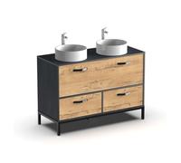 Miroytengo Muebles de Baño Pack Sena Roble Gold y Negro (Lavabos incluidos)