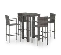 Muebles de bar de jardín 5 pzas ratán pe reposabrazos gris vidaxl