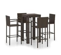 Muebles de bar de jardín 5 pzas ratán pe reposabrazos marrón vidaxl 118 cm