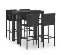 Muebles de bar jardín 5 pzas ratán pe reposabrazos negro vidaxl