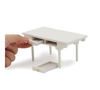 Muebles de casa de muñecas 1:12 Mesa de madera con cajones funcionales que se pueden abrir, escritorio de computadora en miniatura con cajones para decoración de accesorios de casa de bricolaje
