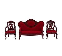Muebles de Casa de Muñecas 1:12, sofá de Casa de Muñecas en Miniatura, sofá de Madera Rojo Vintage, Silla de Banco Victoriana para Casa de Muñecas, Sala de Estar, Decoración