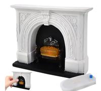 Muebles de casa de muñecas a Escala 1 12, Chimenea de casa de muñecas Realista con luz de Fuego, Accesorios de Resina Vintage