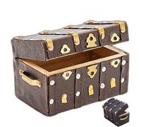 Muebles de casa de muñecas a Escala 1/12 - Maleta Vintage pequeña para exhibición en Miniatura y Almacenamiento de Joyas baúl de Madera para café Accesorios realistas para casa de muñecas