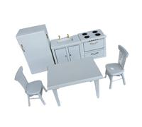 Muebles de cocina en miniatura con silla de mesa de comedor para casas de muñecas a escala 1/12, modelo de manualidades, proyecto, exhibición de escenas de cocina