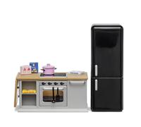 Muebles De Cocina Gris Para Casa De Muñecas Lundby 1:18 Con Horno Y Nevera