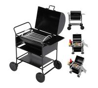 Muebles de cocina para casa de muñecas 1:12, juego de barbacoa con brocheta, botella de condimento, toalla, casa de muñecas, carrito de barbacoa, accesorios para niños, juego de simulación, mantener a