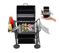 Muebles de Cocina para casa de muñecas 1:12, Juego de Barbacoa con brocheta, condimento para bistec, Toalla, Carrito de Barbacoa, Accesorios para casa de muñecas para niños, Juego de simulación