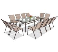 Muebles de comedor de acero Modena para 12 plazas con mesa grande Garden Point marrón