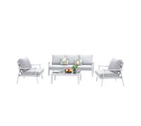 Muebles de exterior jardín terraza benicasim 4 piezas estilo contemporáneo color blanco y gris