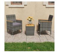 Muebles de jardín 3 pzas ratán sintético madera acacia gris vidaxl