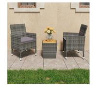Muebles de jardín 3 pzas ratán sintético madera acacia gris vidaxl