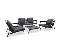 Muebles de jardín 4 pzas y cojines de aluminio gris oscuro vidaxl 96 cm