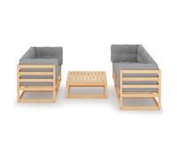 Muebles de jardín 6 piezas con cojines de madera de pino maciza vidaxl