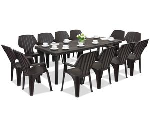 Muebles de jardín Bergen/Alta para 12 personas Bica marrón